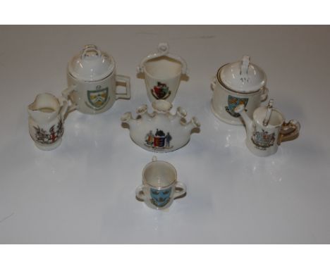 A small quantity of crested souvenir china including a W.H. Goss tyg