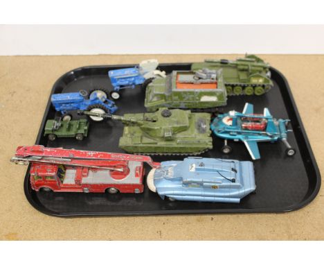 A vintage 1967 Joe 90 'Joes Car' plus a Spectrum pursuit vehicle, a selection of Dinky military vehicles etc (all playworn)