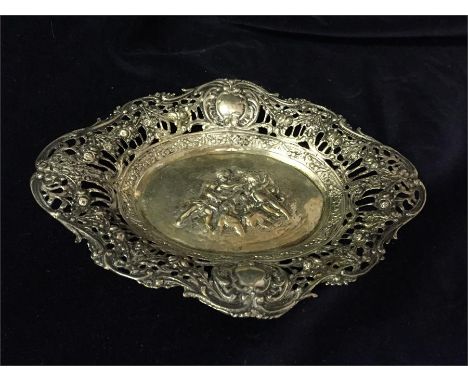 White metal trinket dish