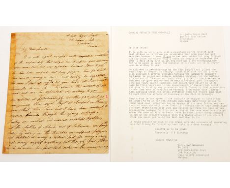 A letter from Corporal C F Simmons “Camp before Sebastopol” to the wife of a comrade in arms who died at Scutari base hospita