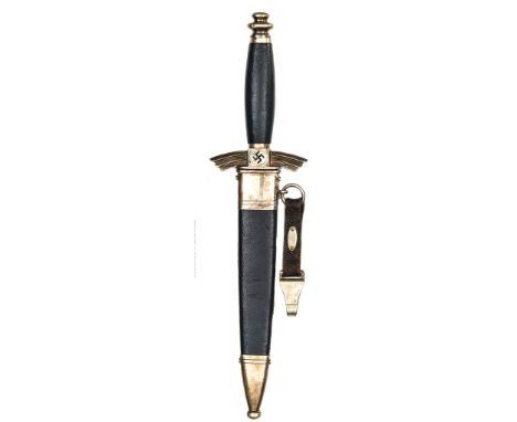 A Third Reich DLV Flyer’s knife,  by Eickhorn (early oval mark), the hilt with silver plated mounts, enamel swastikas and blu