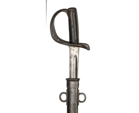 A P1885 cavalry troopers sword,  slightly curved, fullered blade 34½”, with various stamps at forte including YC and date /86