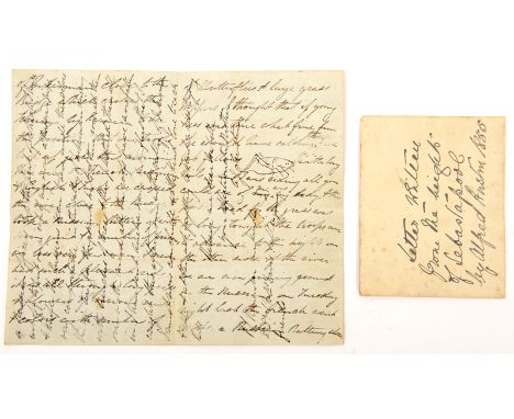 A letter from Alfred Austin “Heights above Sebastopol” to his sister,  including 2 small sketches, “Alfred sitting in the tre