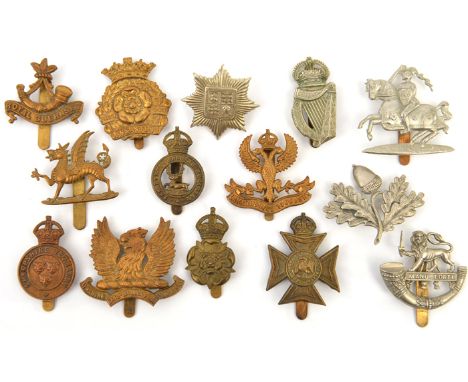 14 yeomanry, territorial etc cap badges: Ayrshire (2297), Lanark (1430), Fife & Forfar (1474), Cheshire WM, Yorks, D of Lanca