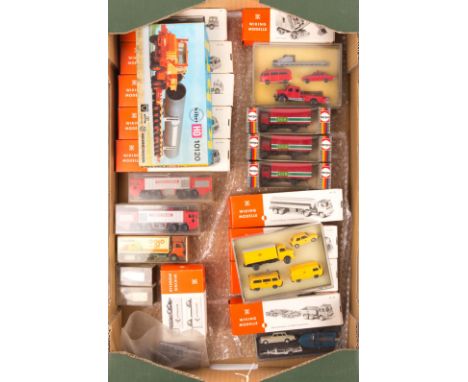 23 HO gauge vehicles by Wiking, Herpa, Kibri, etc. Examples include; Articulated tractor units with trailers, trucks, vans, c
