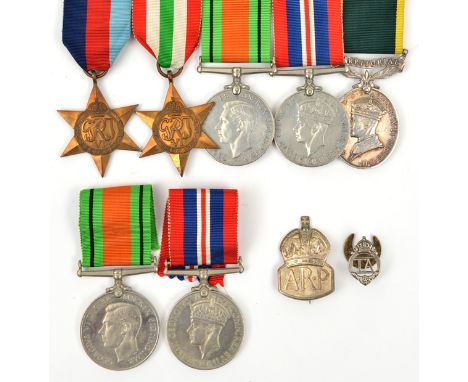 Five:  1939-45 star, Italy star, Defence, War, Territorial Efficiency medal, Geo VI first type (last named T 76749 Cpl J W Br