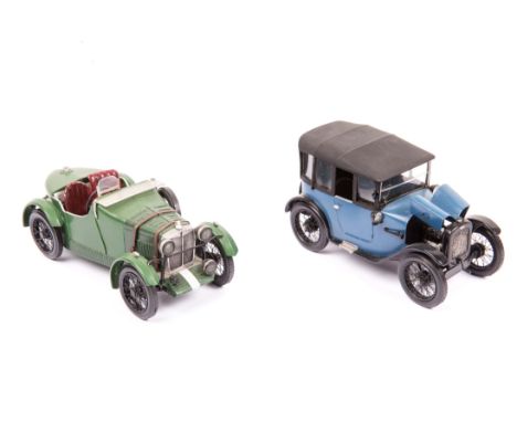 2 Wills Finecast Auto-Kits 1:24 scale factory produced cars  1930’s MG M-Type in dark green with maroon seats, racing number 