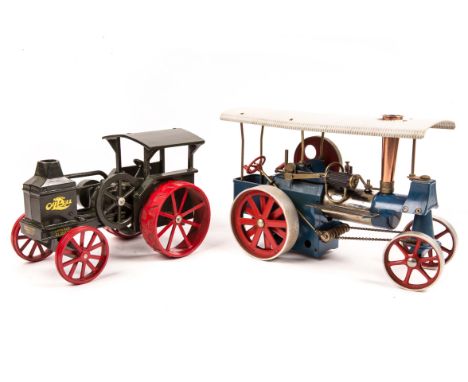 A small quantity of live steam and construction toys. A Wilesco live steam traction engine. A large diecast Deutz-Allis Herit