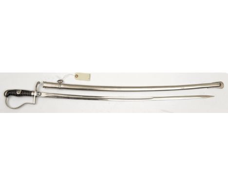 A Third Reich Army ordnance pattern sabel,  plated blade 31½”, by E & F Horster, Solingen, the nickel plated base metal hilt 