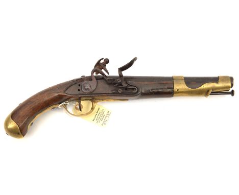 A French 12 bore Model An IX flintlock cavalry pistol, 16" overall, barrel 9", the breech engraved “Z”, the flat lock having 