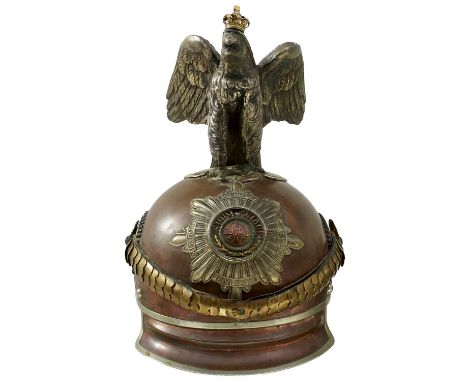 silver plated eagle on top, with gilded crown, tombac body with German silver trim, domed studs, multi-section badge with gil