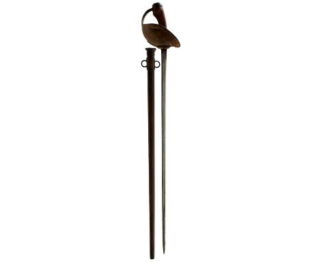 88cm fullered blade with various Ordnance stamps at the forte and dated 1915, regulation steel bowl guard with traces of khak