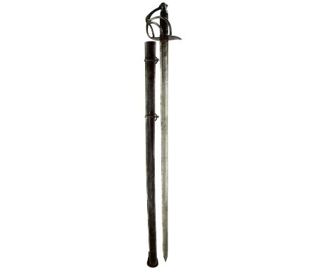 89.75cm straight fullered blade with spear point, traces of gilt and inscriptions to either side of the forte, regulation fou
