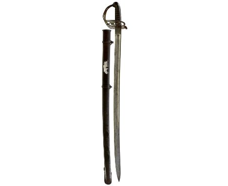 68.75cm curved fullered blade etched with scrolling foliage, strung bugle horns and RIFLE VOLUNTEERS on either side, regulati