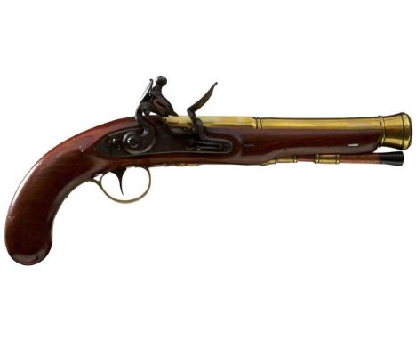 8inch three-stage brass barrels with ring turned flared muzzles, colour hardened border engraved stepped and bolted locks sig