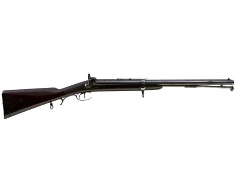 24inch sighted blued barrel fitted with rear leaf and ladder sights, back action locks stamped SWINBURN & SON 1860, half stoc