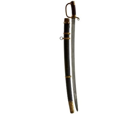 81cm blade with various Ordnance stamps at the forte and dated 1918, regulation brass hilt with D-shaped knuckle guard, spira