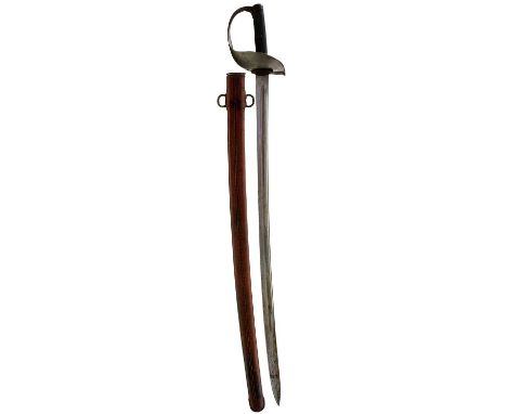 85.5cm slightly curved fullered blade with various Ordnance stamps to the forte and back edge, this also marked /99, regulati