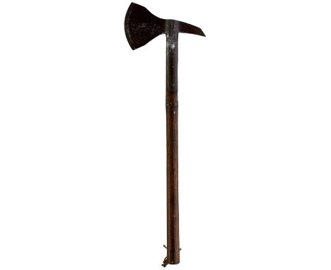 11.75cm across the crescent-shaped face, stamped with an arrow over WD, 20.25cm from the face to the tip of the flat fluke, s