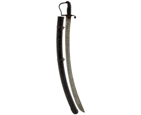 84.5cm curved fullered blade stamped with a crowned arrow and OSBORN &amp; GUNBY on the back edge, regulation steel stirrup h
