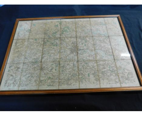 ORDNANCE SURVEY: NORWICH, engraved hand coloured map 1910, folding, backed onto linen, approx 410 x 110mm, f/g