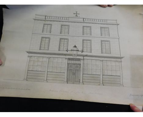 H L HERMAN - 2 original architectural drawings, proposed elevation for a new Inn, New Cross dated 1830, approx 260 x 350 mm a