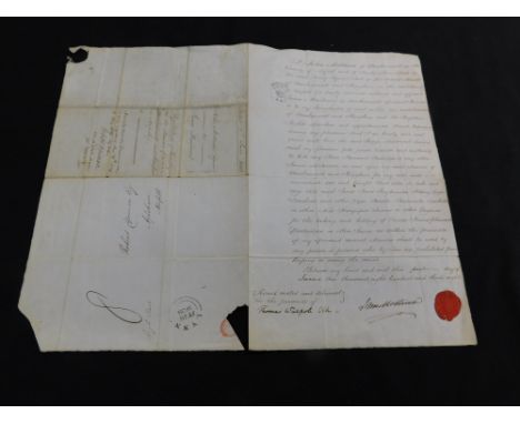 Manuscript contract appointing George Maidment to be a Gamekeeper for John Hotteux of Sandringham Hall, Norfolk, signed in th