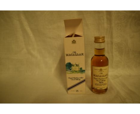 A 1974 Macallan Single Highland Malt Scotch Whisky Miniature, bottled in 1992, 43% 5cl in card box