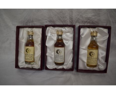 Three limited edition Signatory Vintage Miniature Scotch Whisky in card display boxes, 1966 Caperdonich 30 Year Old cask numb