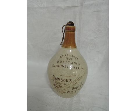 A Port Dundas Whisky Stoneware Flagon, Dawon's Perfection Old Scotch Whisky P Dawson's Dufftown Glenlivet District
CONDITION 