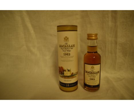 A 1982 Macallan Single Highland Malt Scotch Whisky Miniature 43% 5cl in card tube
