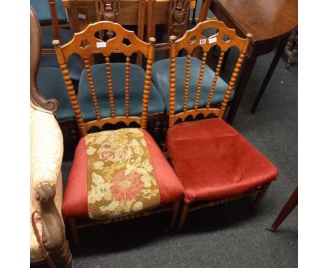 2 SATIN WOOD BOBBIN TURNED CHAIRS