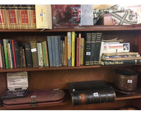 SHELF OF MAINLY HARDBACK BOOKS ON VARIOUS SUBJECTS