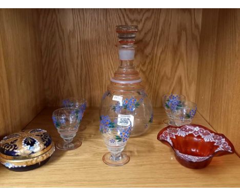 DECANTER &amp; STOPPER WITH SHERRY GLASSES &amp; CHINAWARE