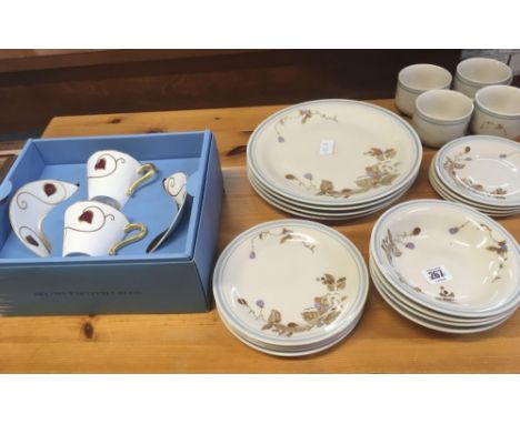 PATTERN 4 SETTING DINNER / TEA SERVICE BY CROWN DYNASTY &amp; BONE CHINA 4 PIECE COFFEE SET BY ELIA