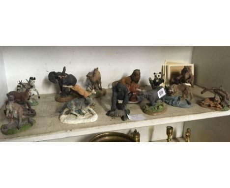 FULL SET OF 15 WILDLIFE PRESERVATION TRUST INTERNATIONAL SCULPTURE COLLECTION FIGURINES BY FRANKLIN MINT 1987