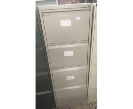 LIGHT GREY BISLEY 4 DRAWER FILING CABINET, NO KEY