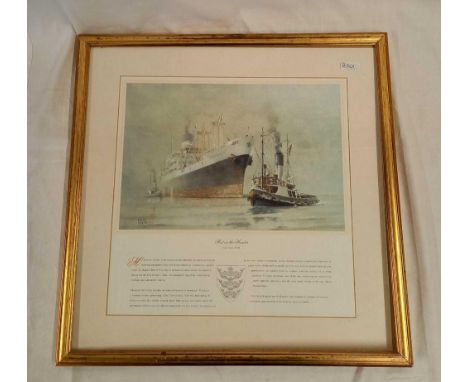 PAIR OF PORTRAIT PRINTS OF A LARGE STEAM SHIP BY COLIN VERITY, ONE ENTITLED CITY OF BENARES MOORED AT PORT SIDE, THE OTHER MI