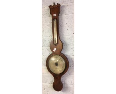 LARGE EDWARDIAN BANJO BAROMETER / THERMOMETER