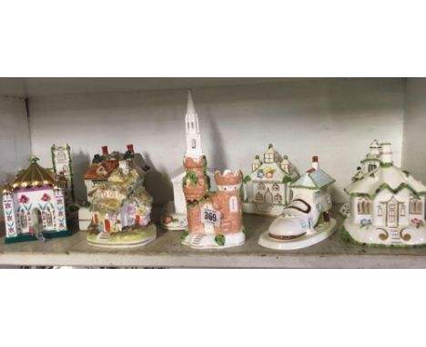 SHELF OF APPROX 10 COALPORT FINE BONE CHINA COTTAGE ORNAMENTS ETC