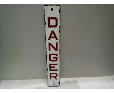 Vintage enamel danger sign, H: 30 cm. Not available for in-house P&amp;P 