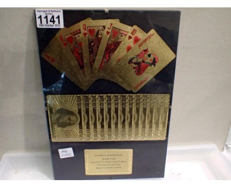 24ct gold plated playing cards in display glass. Not available for in-house P&amp;P 