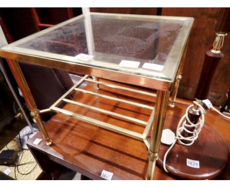 Brass and glass lamp table. Not available for in-house P&amp;P 
