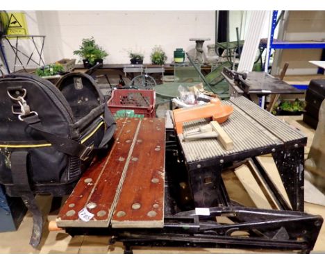Folding work bench, router table and Stanley fatmax tool bag. Not available for in-house P&amp;P 