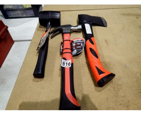 New unused hammer, axe and mallet. Not available for in-house P&amp;P 