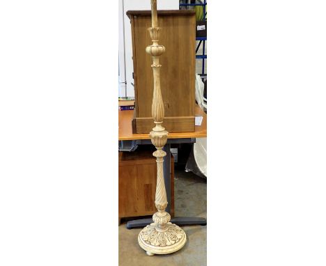 Heavily carved vintage standard lamp. Not available for in-house P&amp;P 