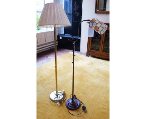 Modern brass standard lamp and art nouveau style lamp. Condition report: see terms and conditions