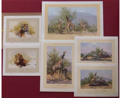 After David Shepherd (British, b.1931), "Lion Sketch" and "Tiger Sketch", two signed limited edition prints, together with "T