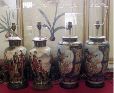 Four Japanese lamp bases. Condition report: see terms and conditions