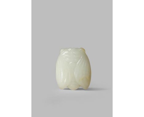 A LARGE CHINESE PALE CELADON JADE CARVING OF A CICADA QING DYNASTY OR LATER Carved in a flattened form in shallow relief, 7cm
